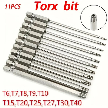 S2 Steel Star Security Screwdriver Bit Set with Magnetic Holder for Vehicle Maintenance and Hardware Repair - Durable Hex Shank Driver Kit