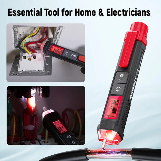 KAIWEETS Non-Contact Voltage Tester with Signal Percentage, Dual Range AC 12V/70V-1000V, Live/Null Wire Detection, LCD Display, Buzzer Alarm, and Wire Breakpoint Finder