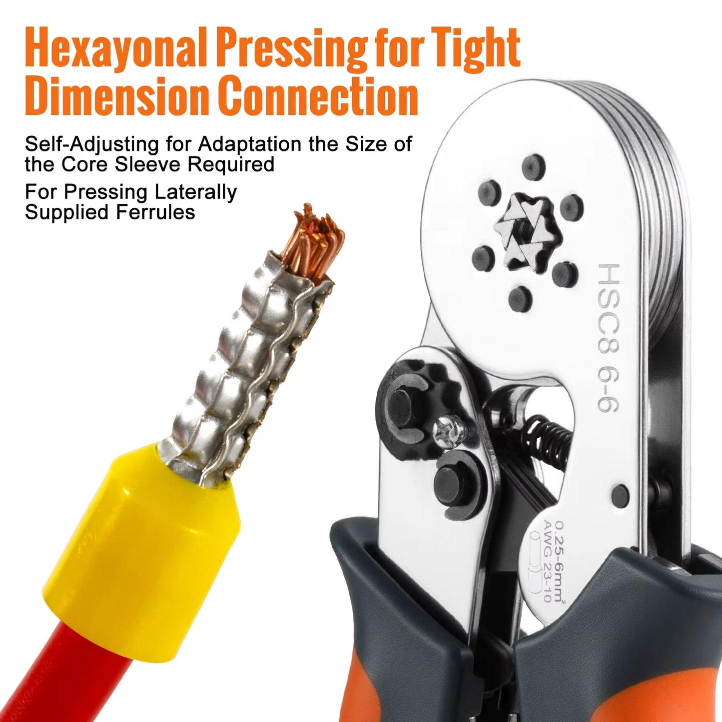 Ferrule Sleeve Terminal Crimping Tool - HSC8 Mini Electrical Pliers for Wire Connection Repair (0.25-10mm² / 0.25-6mm²)