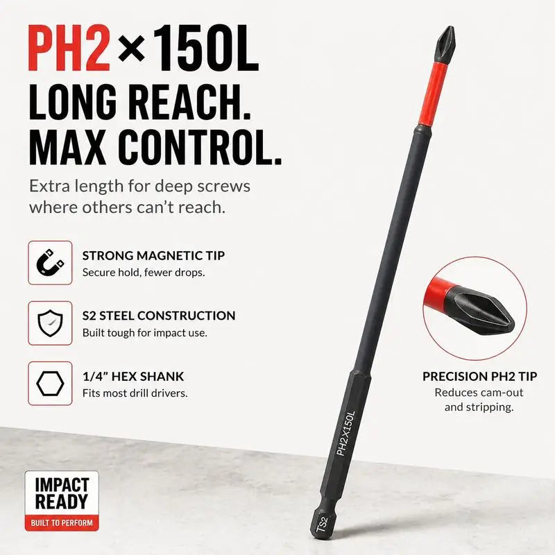 Professional High Torque Phillips Screwdriver Bit Set - Anti-Slip Hex Shank Drill Bits for Electric Drills and DIY Applications