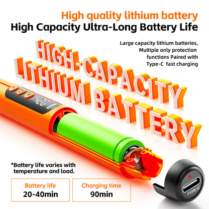 Dual-Use USB and Battery Soldering Iron with Adjustable 3-Speed Temperature and Digital Display, Complete with 3 Soldering Tips