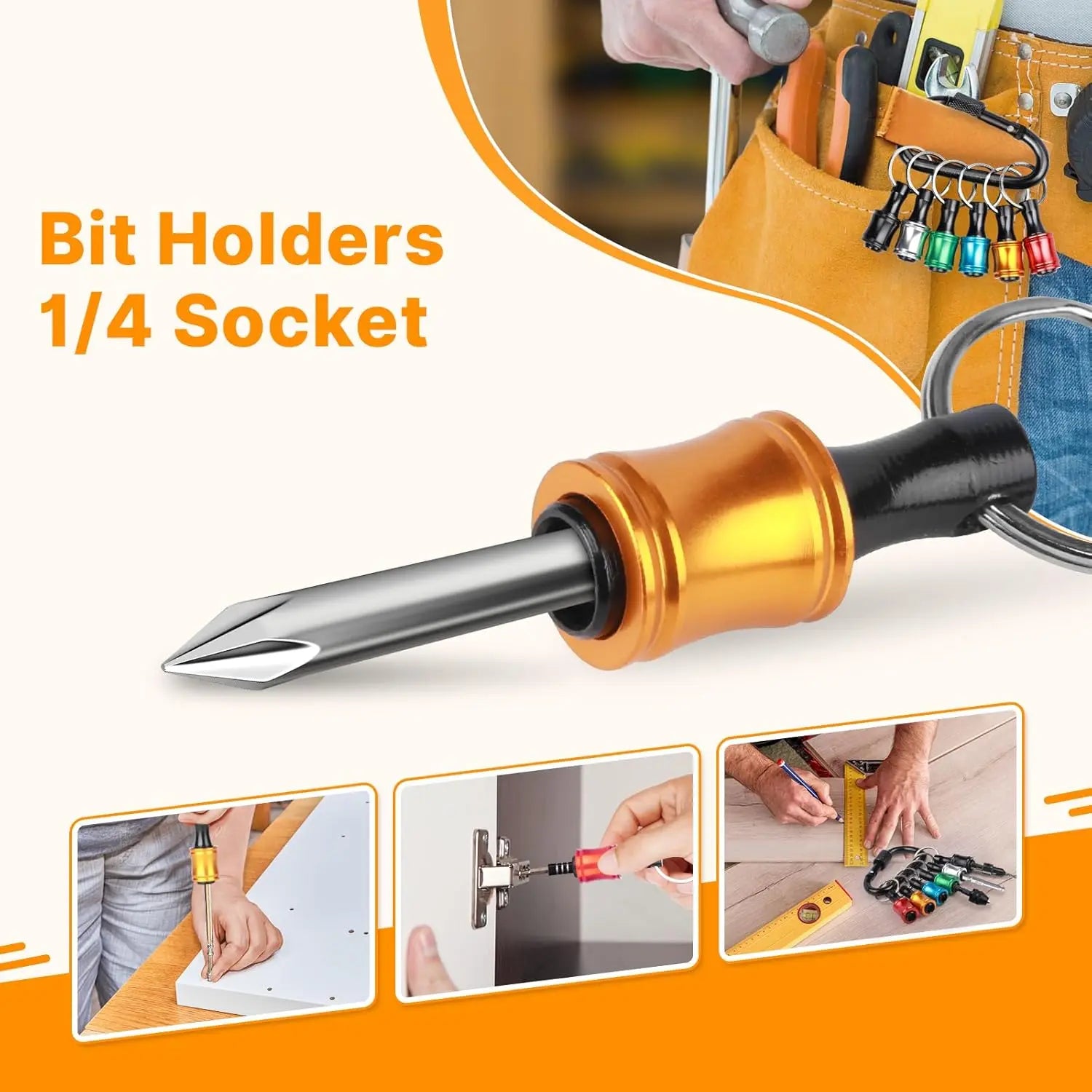 Hex Shank Screwdriver Bit Set - 6/12/18 Pieces with Replaceable Bits, Quick Release Adapter, Durable Tool Accessories for DIY Repair Projects, Includes Color Keychain Rod