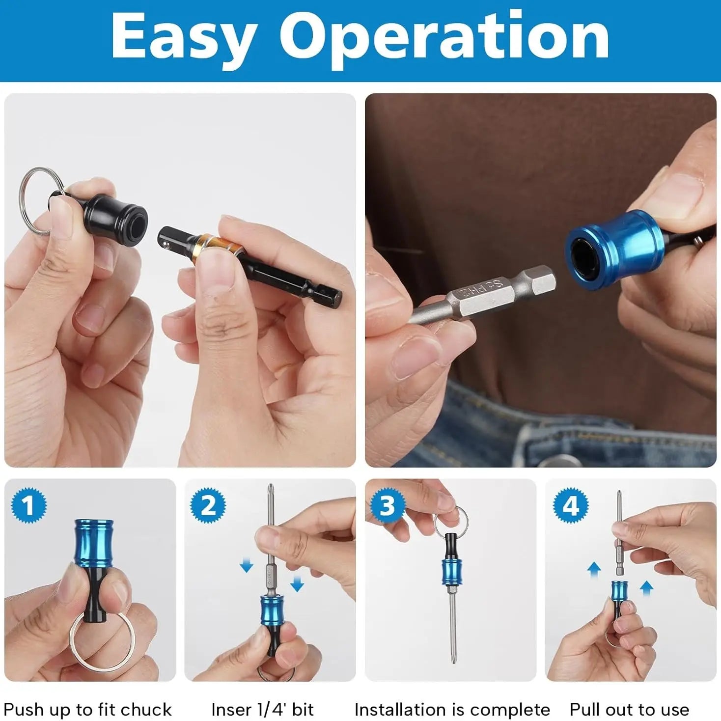 Hex Shank Screwdriver Bit Set - 6/12/18 Pieces with Replaceable Bits, Quick Release Adapter, Durable Tool Accessories for DIY Repair Projects, Includes Color Keychain Rod