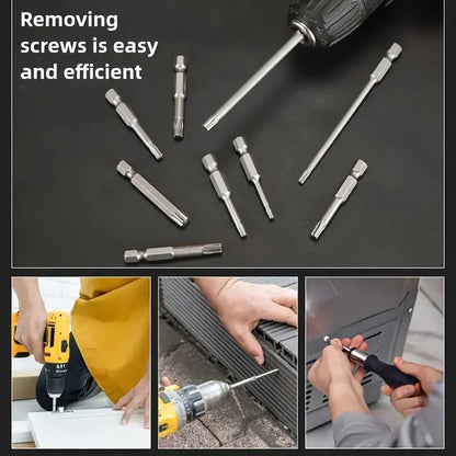 S2 Steel Star Security Screwdriver Bit Set with Magnetic Holder for Vehicle Maintenance and Hardware Repair - Durable Hex Shank Driver Kit