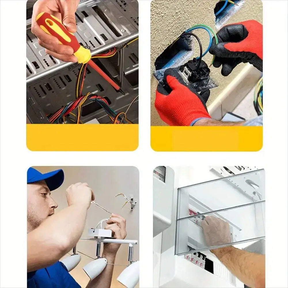 Professional Insulated Screwdriver Set with Durable Handles and Magnetic Tips, Compact Storage for Electrician Tools, High-Quality Electrical Maintenance Kit