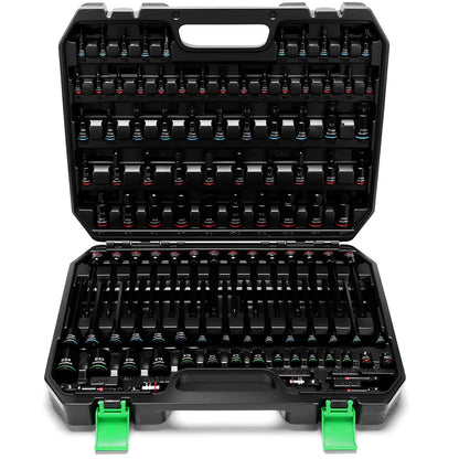 Tecotek 105-Piece Master Allen and Torx Bit Socket Set, Hex and Tamper Proof Torx/E-Torx Bit Set, 1/4", 3/8", and 1/2" Drive, Made from CR-V and S2 Steel, Includes E4 - E24 and TT6-TT70, with Socket/Drill Adapter