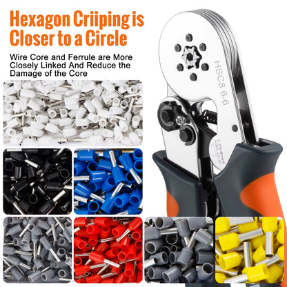Ferrule Sleeve Terminal Crimping Tool - HSC8 Mini Electrical Pliers for Wire Connection Repair (0.25-10mm² / 0.25-6mm²)