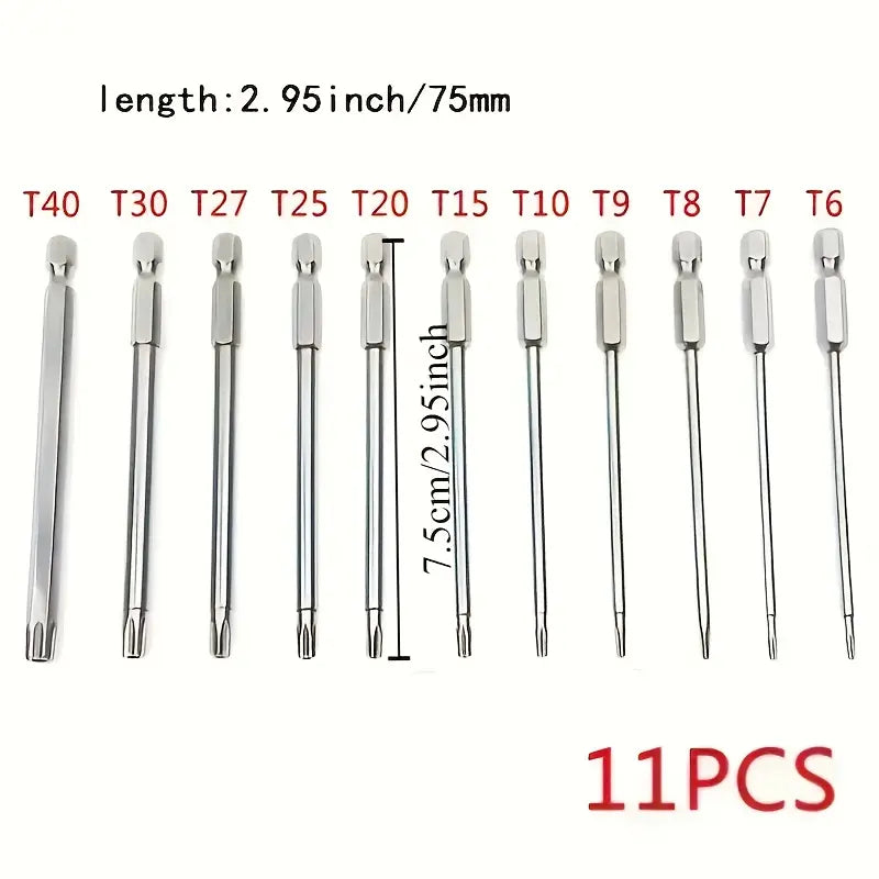 S2 Steel Star Security Screwdriver Bit Set with Magnetic Holder for Vehicle Maintenance and Hardware Repair - Durable Hex Shank Driver Kit