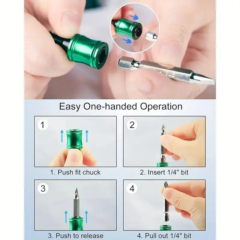 Hex Shank Screwdriver Bit Set - 6/12/18 Pieces with Replaceable Bits, Quick Release Adapter, Durable Tool Accessories for DIY Repair Projects, Includes Color Keychain Rod