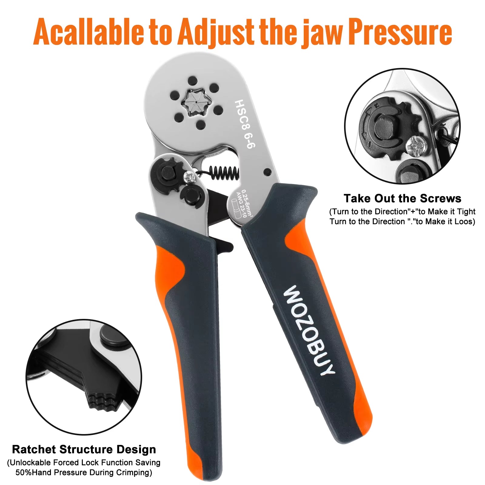 Ferrule Sleeve Terminal Crimping Tool - HSC8 Mini Electrical Pliers for Wire Connection Repair (0.25-10mm² / 0.25-6mm²)