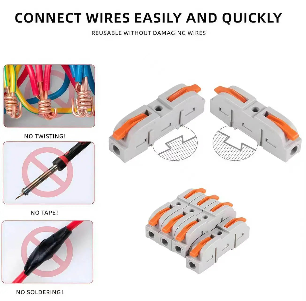 Professional Wire Connection Assortment Kit with Wire Stripper and 50-100 Lever Connectors for 28-12 AWG Wires - Safe and Reliable for Home, Office, and Factory Use, Featuring Durable Connectors and Quick Snap Technology, Includes Butt Splice and Heat Shr