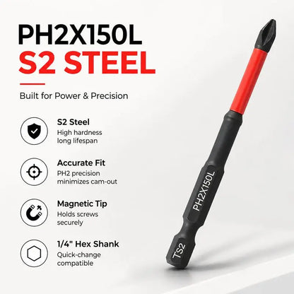 Professional High Torque Phillips Screwdriver Bit Set - Anti-Slip Hex Shank Drill Bits for Electric Drills and DIY Applications