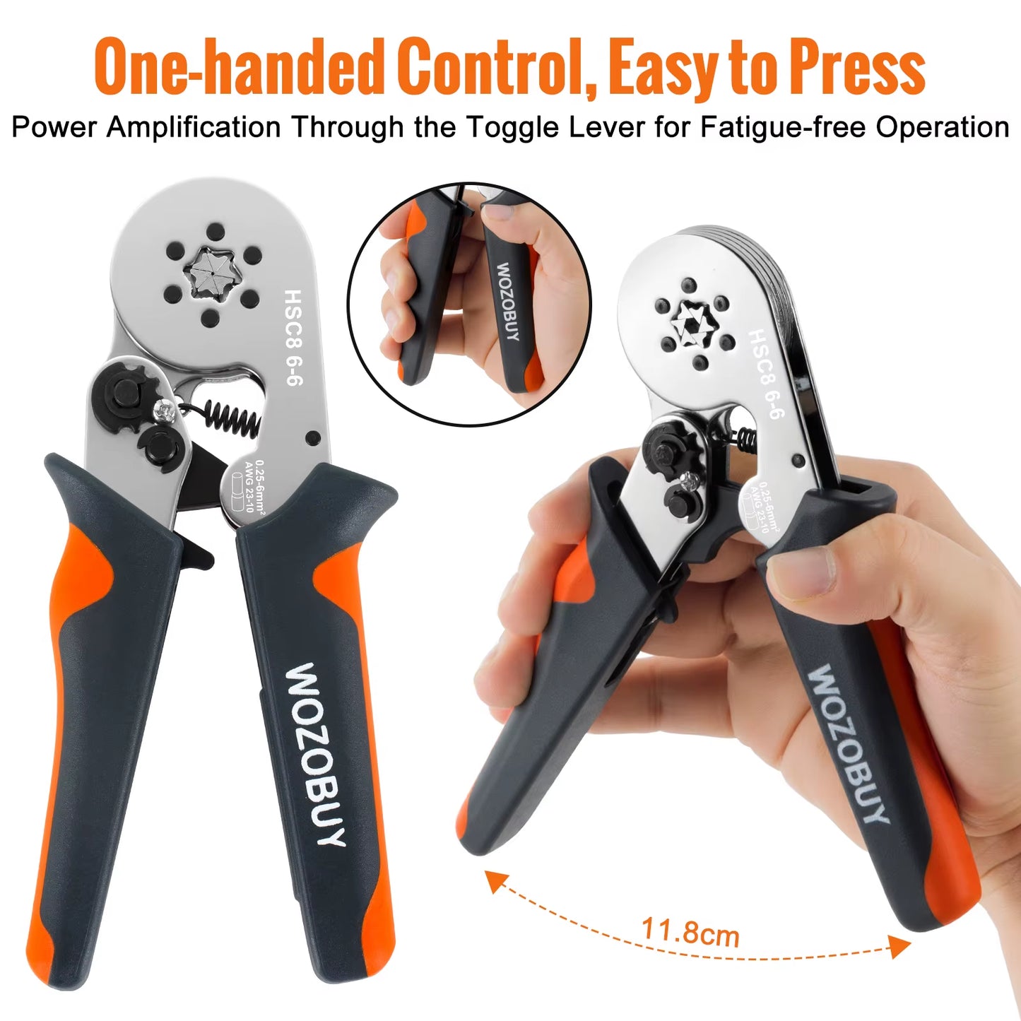 Ferrule Sleeve Terminal Crimping Tool - HSC8 Mini Electrical Pliers for Wire Connection Repair (0.25-10mm² / 0.25-6mm²)