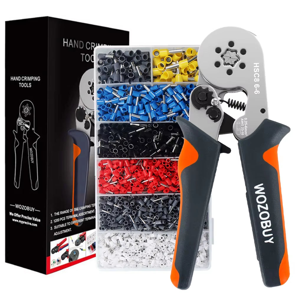 Ferrule Sleeve Terminal Crimping Tool - HSC8 Mini Electrical Pliers for Wire Connection Repair (0.25-10mm² / 0.25-6mm²)
