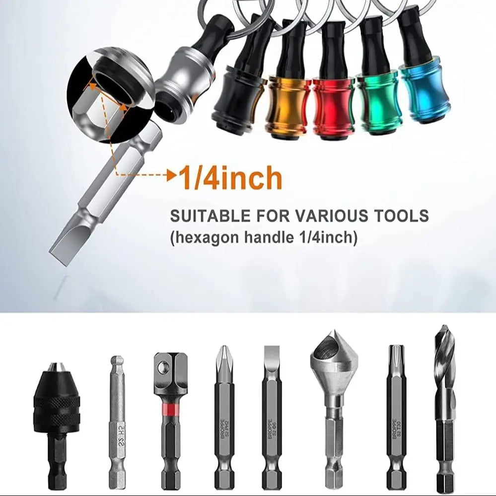 Hex Shank Screwdriver Bit Set - 6/12/18 Pieces with Replaceable Bits, Quick Release Adapter, Durable Tool Accessories for DIY Repair Projects, Includes Color Keychain Rod